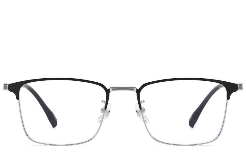 0877 Silver Titanium Rectangular Glasses #BS1913-0877 - BLACKSHEEP