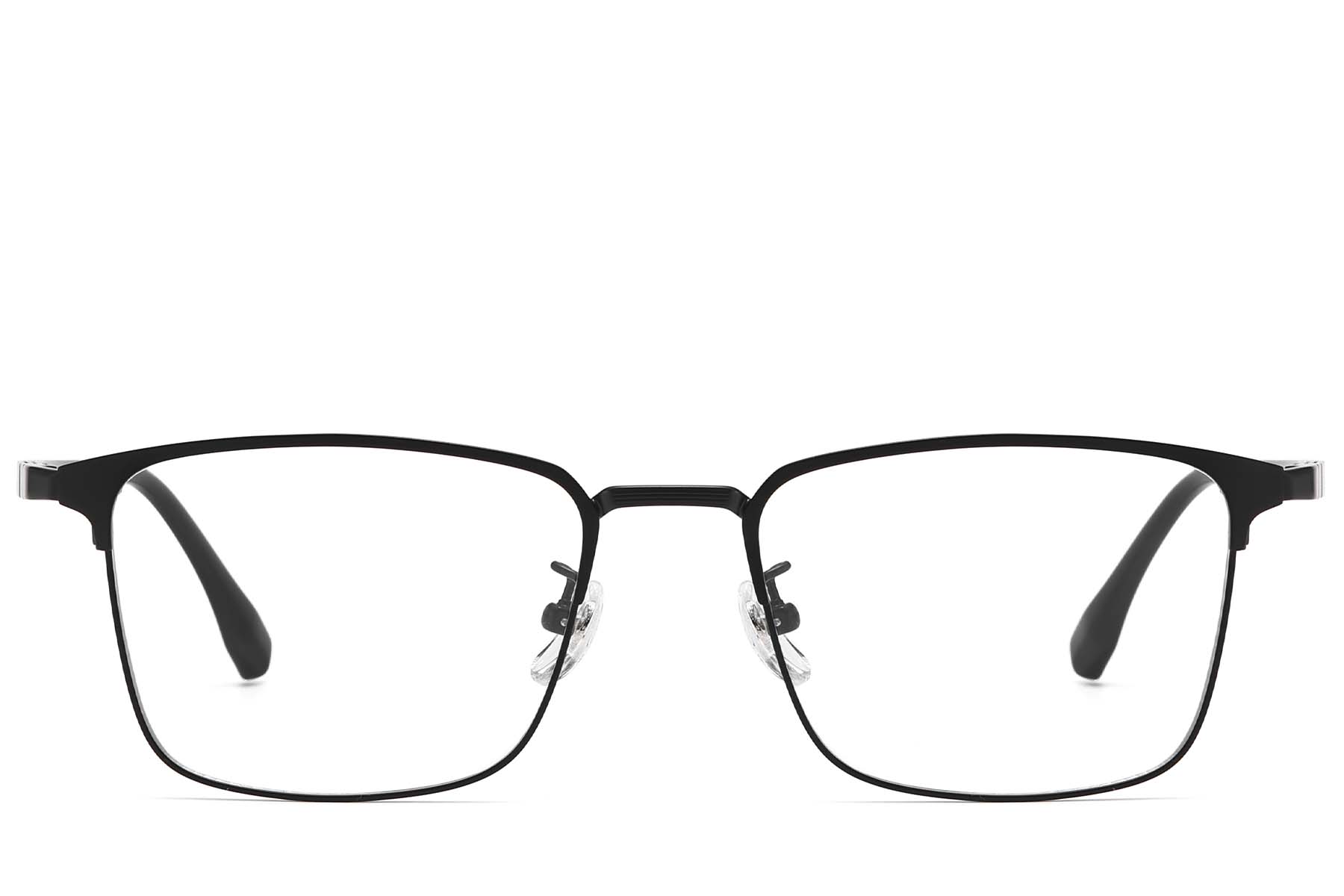 BS1913-0878_Black_Rectangular_Titanium_glasses_front