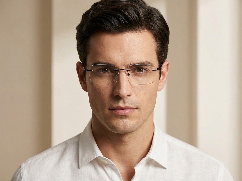 BS1913-0902_Black_Invisible_Metal_Glasses-tryon_male