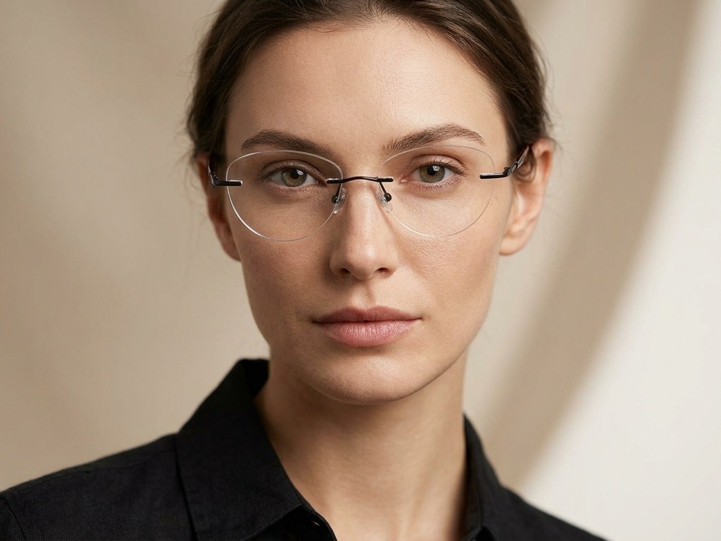 BS1913-0912_Black_Invisible_Metal_Glasses-tryon_female