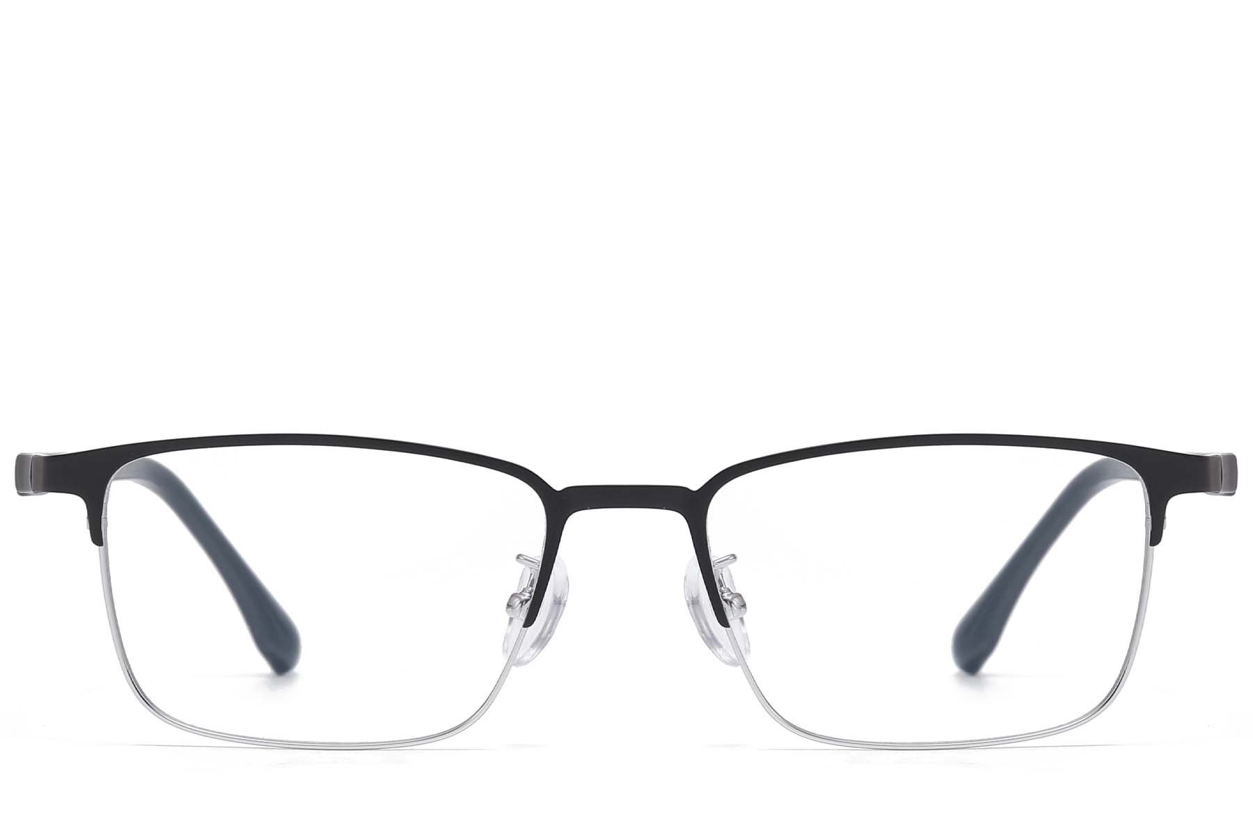 BS1913-0923_Silver_Rectangular_Metal_Glasses_front