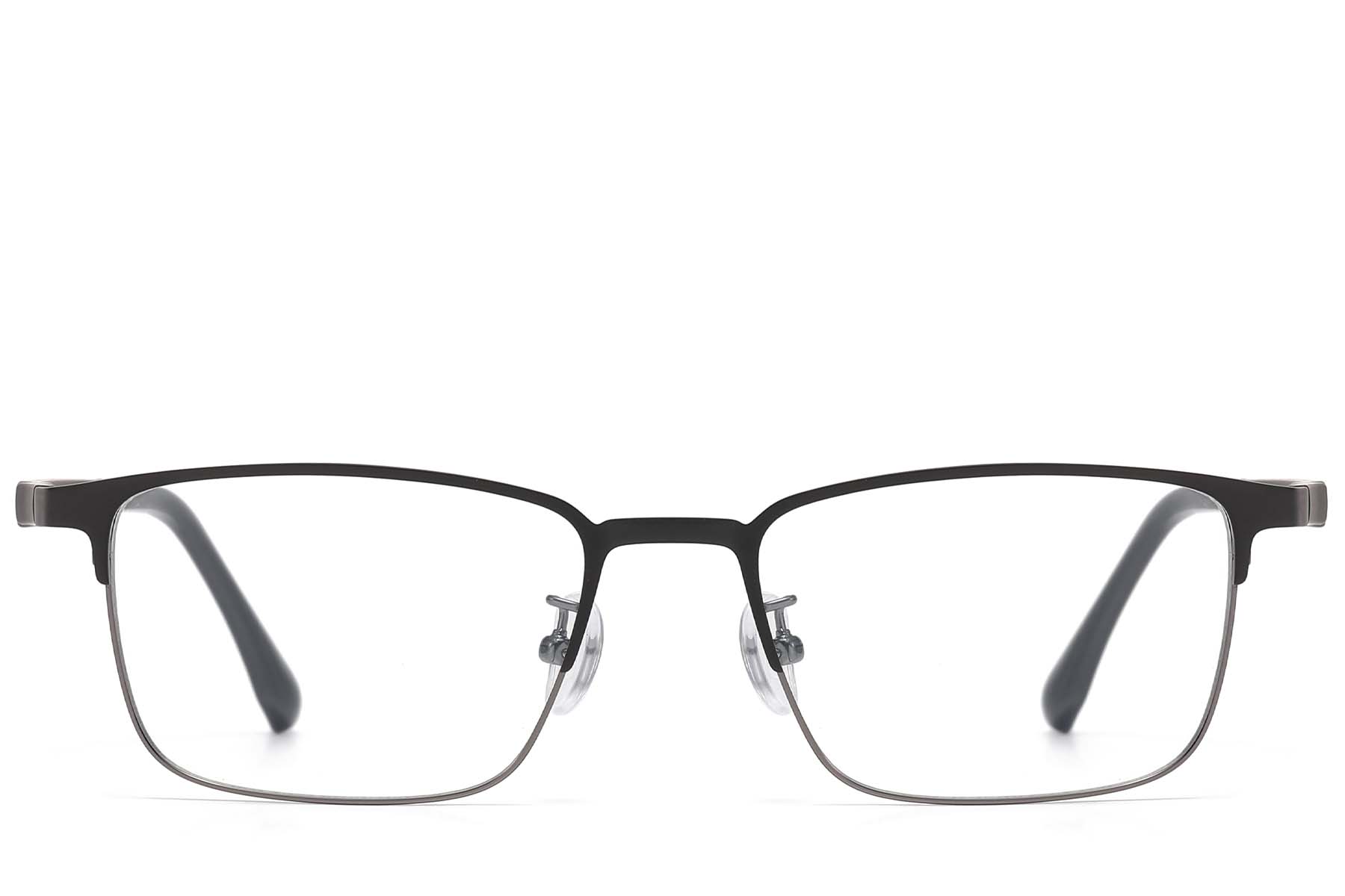 BS1913-0924_Grey_Rectangular_Metal_Glasses_front
