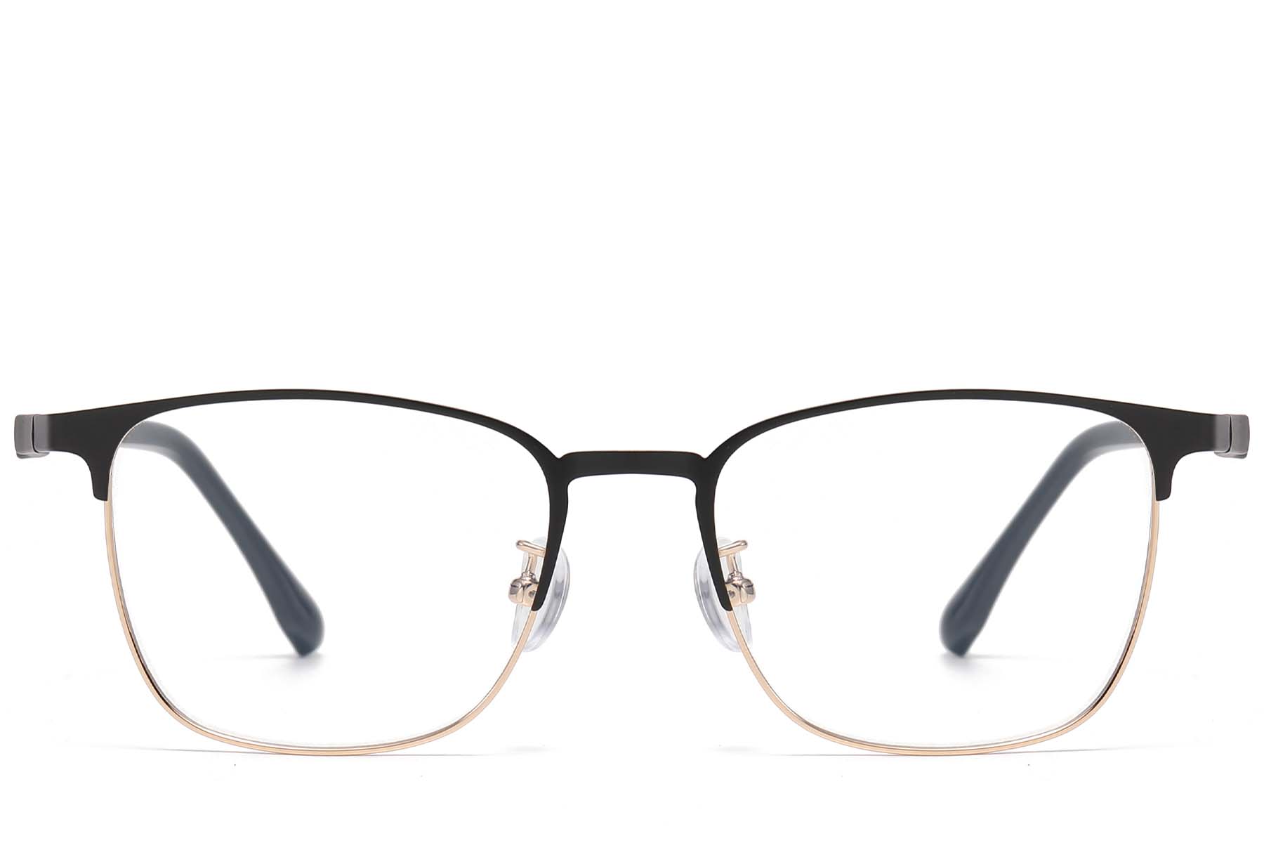 BS1913-0925_Golden_Rectangular_Metal_Glasses_front