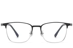 BS1913-0927_Silver_Rectangular_Metal_Glasses_front