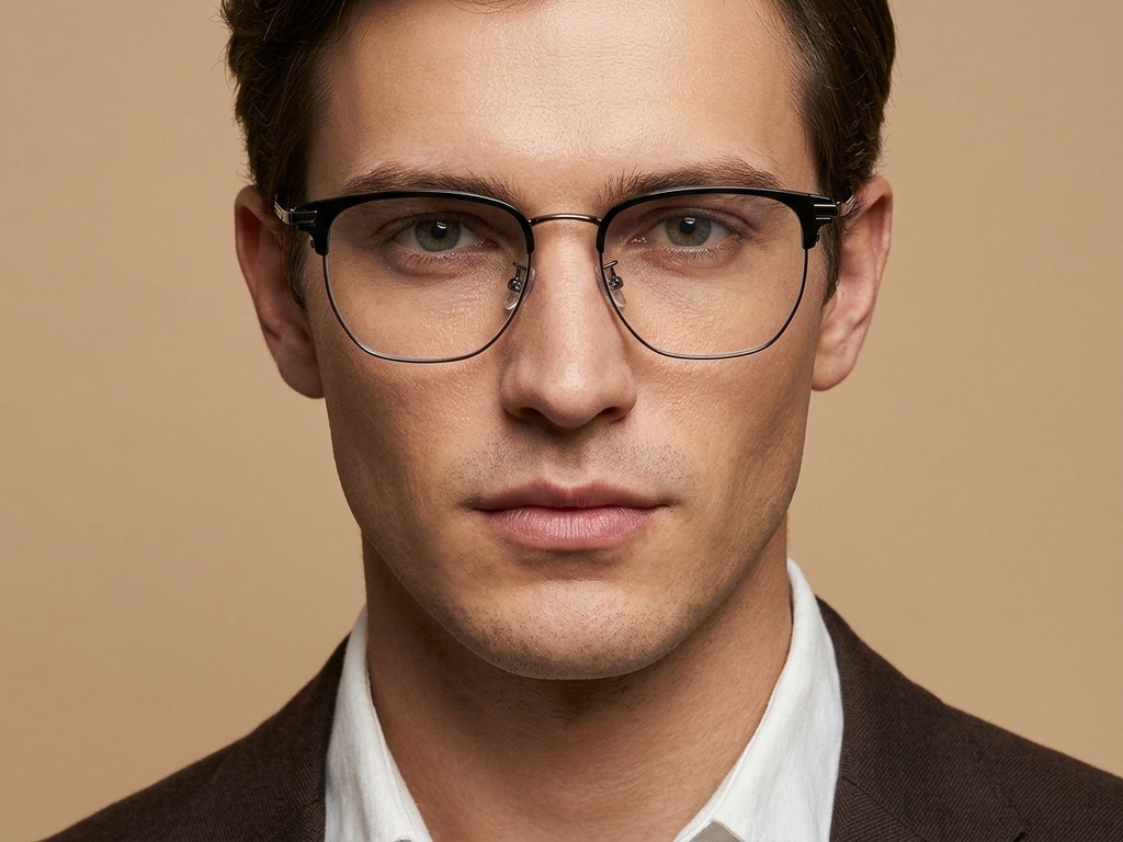 BS1913-0933_Black_Rectangular_Titanium_Glasses-tryon_male