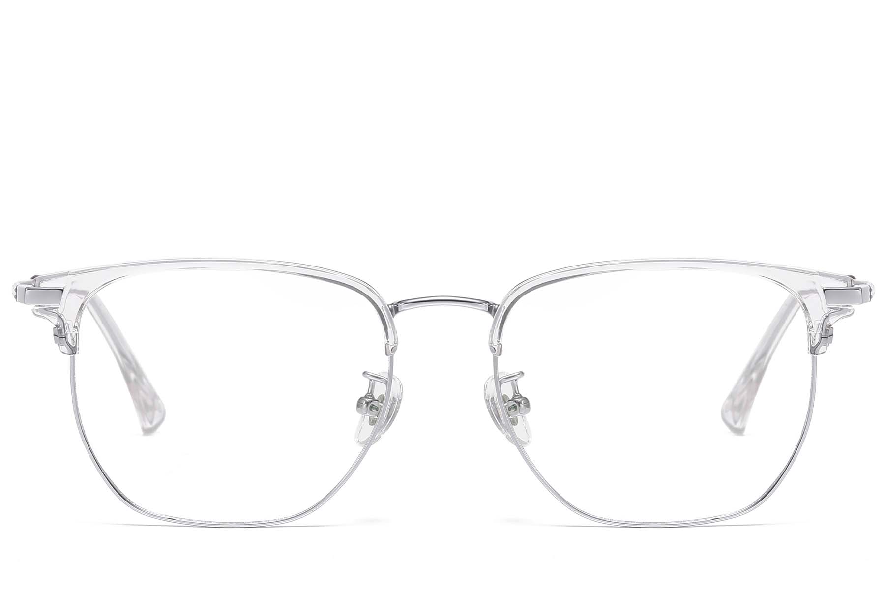 BS1913-0935_Silver_Rectangular_Titanium_Glasses_front