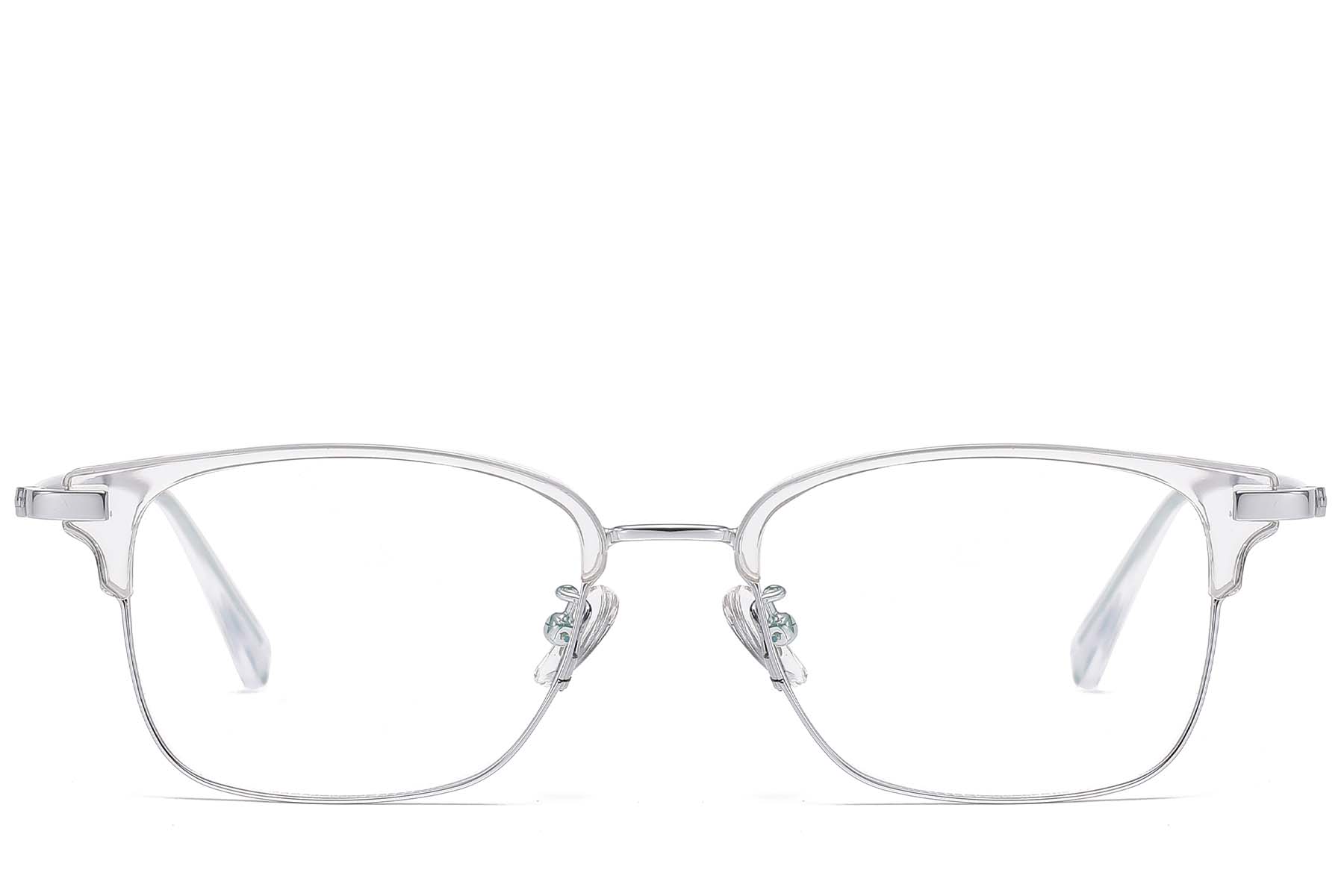 BS1913-0938_Transparent_Rectangular_Titanium_Glasses_front