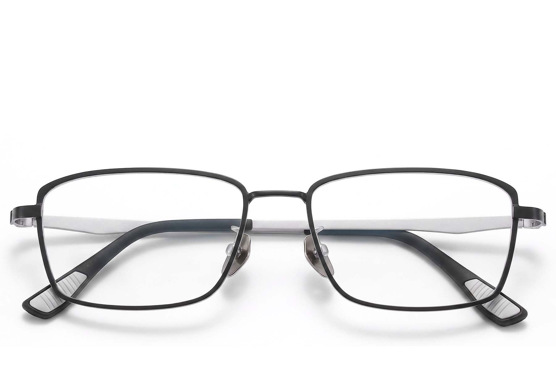 BS1913-0958_Black_Rectangular_Titanium_Glasses_front