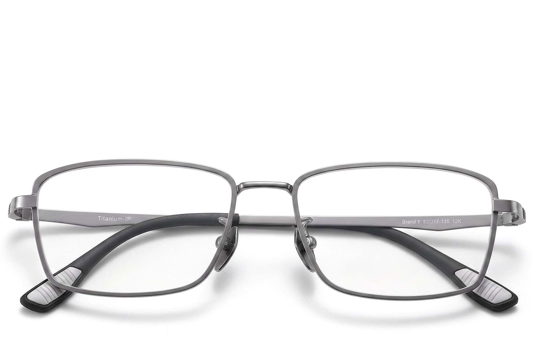 BS1913-0959_Grey_Rectangular_Titanium_Glasses_front
