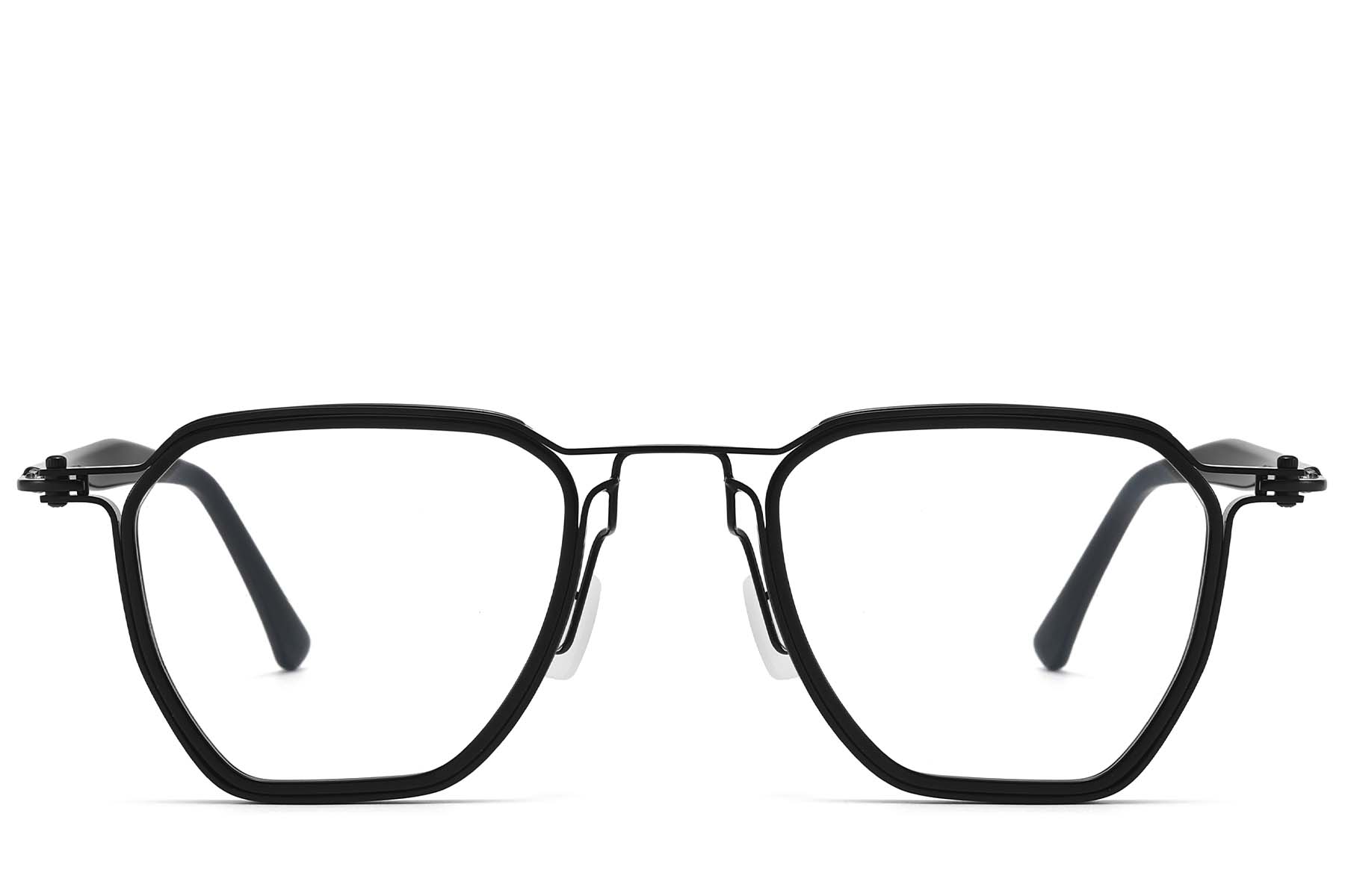 BS1913-0960_Black_Geometric_Titanium_Glasses_front