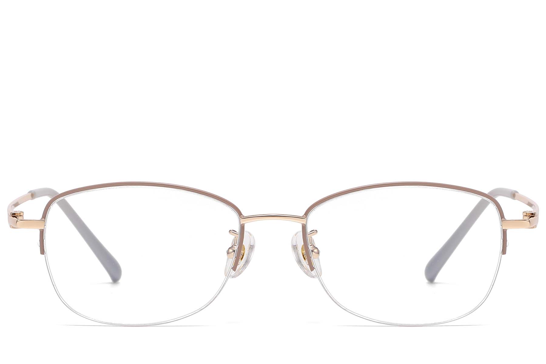BS1913-0964_Brown_Semi-rimless_Titanium_Glasses_front