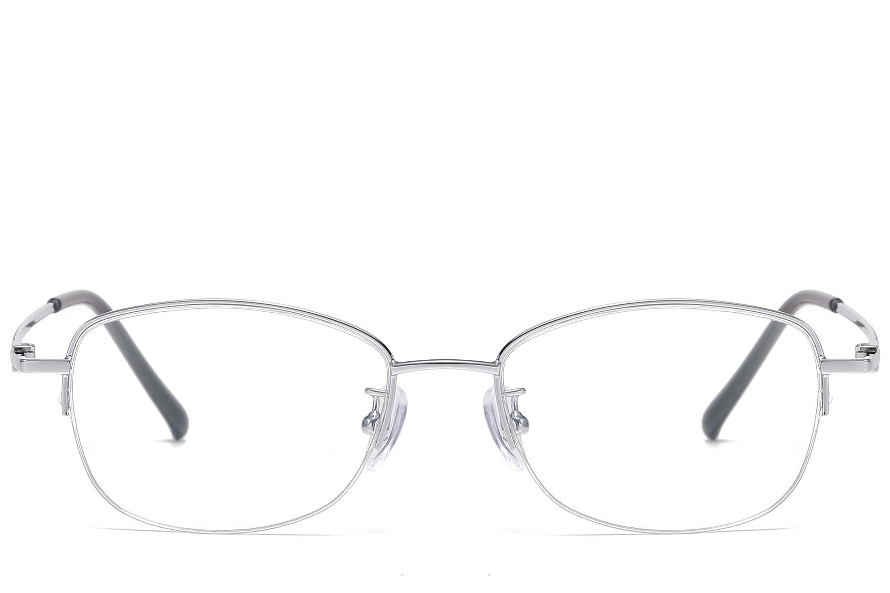 BS1913-0965_Silver_Semi-rimless_Titanium_Glasses_front