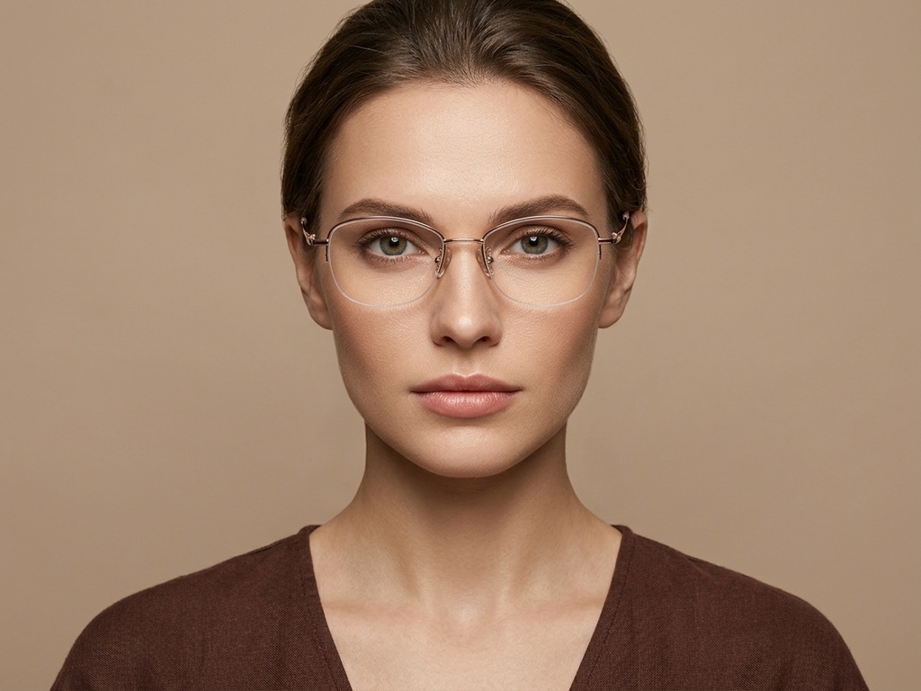BS1913-0966_Pink_Semi-rimless_Titanium_Glasses-tryon_female