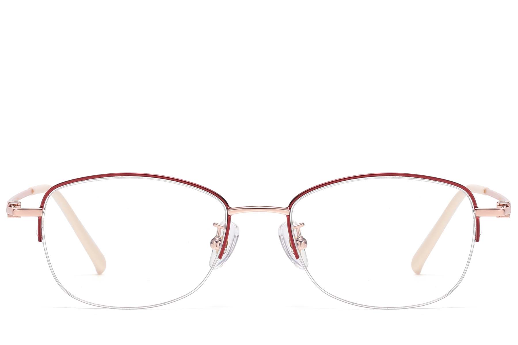 BS1913-0967_Red_Semi-rimless_Titanium_Glasses_front