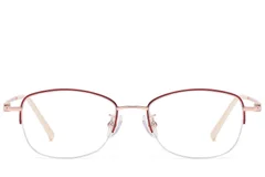 BS1913-0967_Red_Semi-rimless_Titanium_Glasses_front
