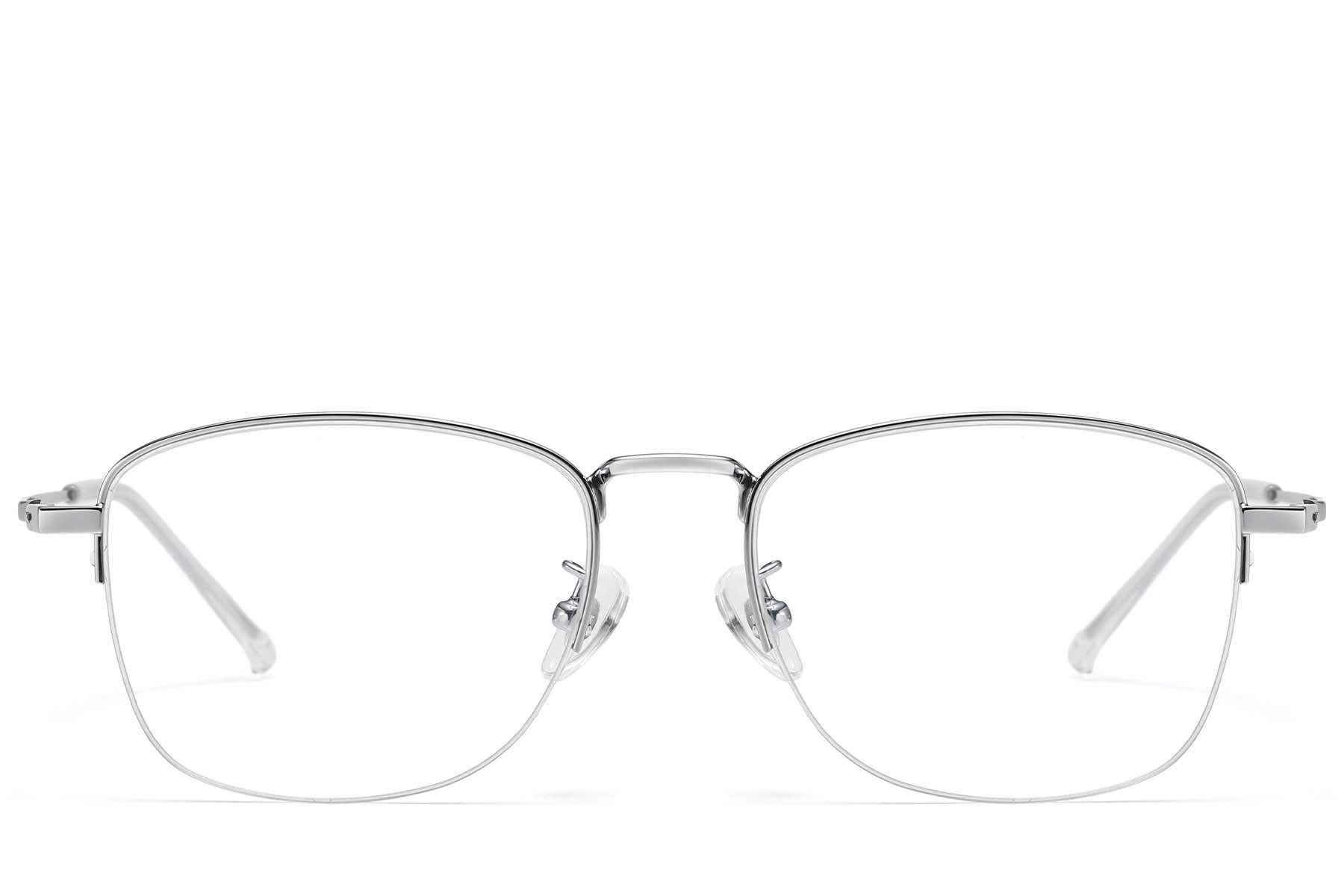 BS1913-0978_Silver_Semi-rimless_Titanium_Glasses_front