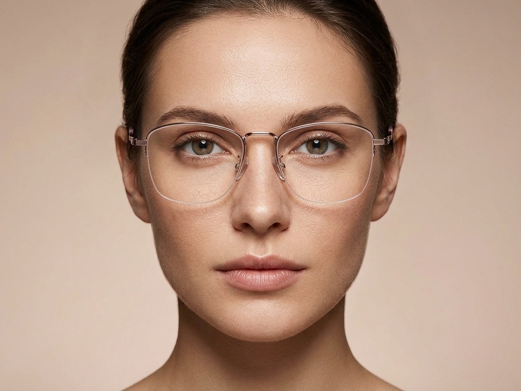 BS1913-0979_Pink_Semi-rimless_Titanium_Glasses-tryon_female