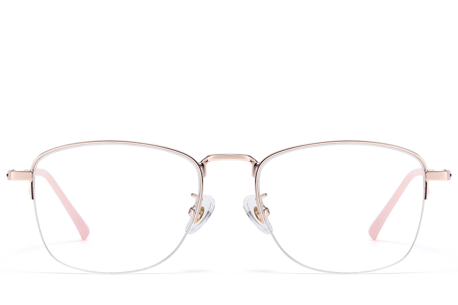 BS1913-0979_Pink_Semi-rimless_Titanium_Glasses_front