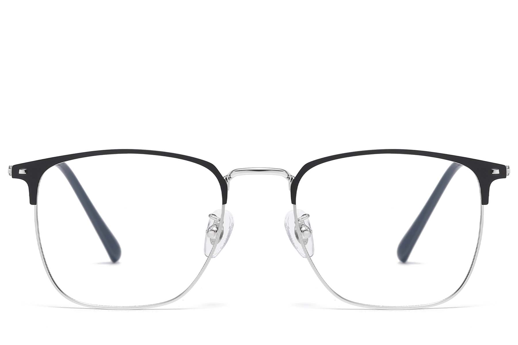 BS1913-0992_Silver_Rectangular_Titanium_Glasses_front