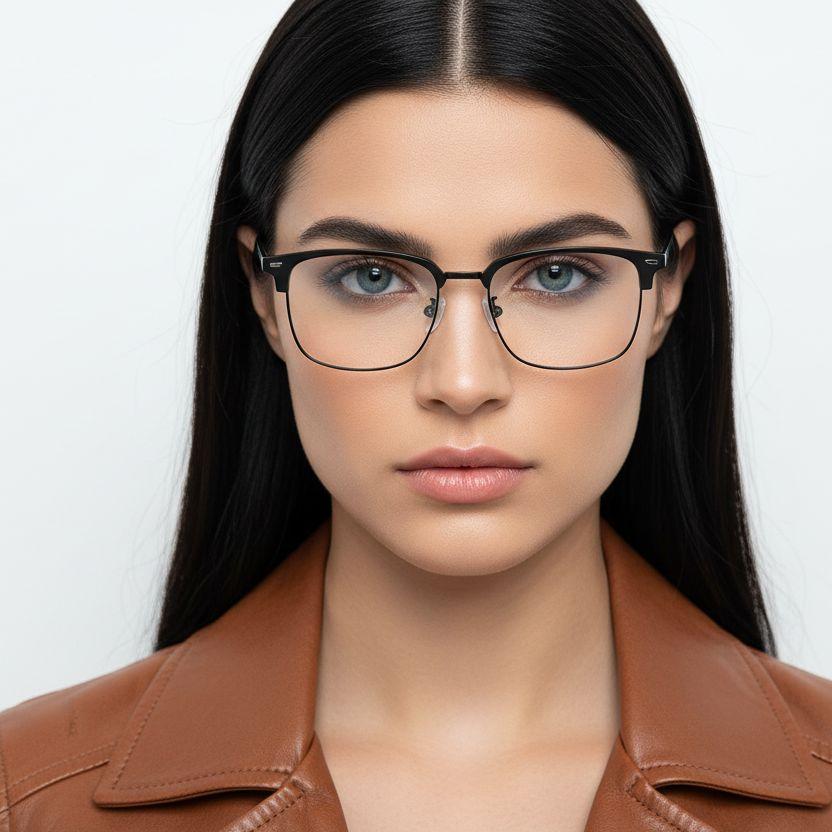 BS1924-0038_Black_Semi-rimless_Metal_Glasses_model