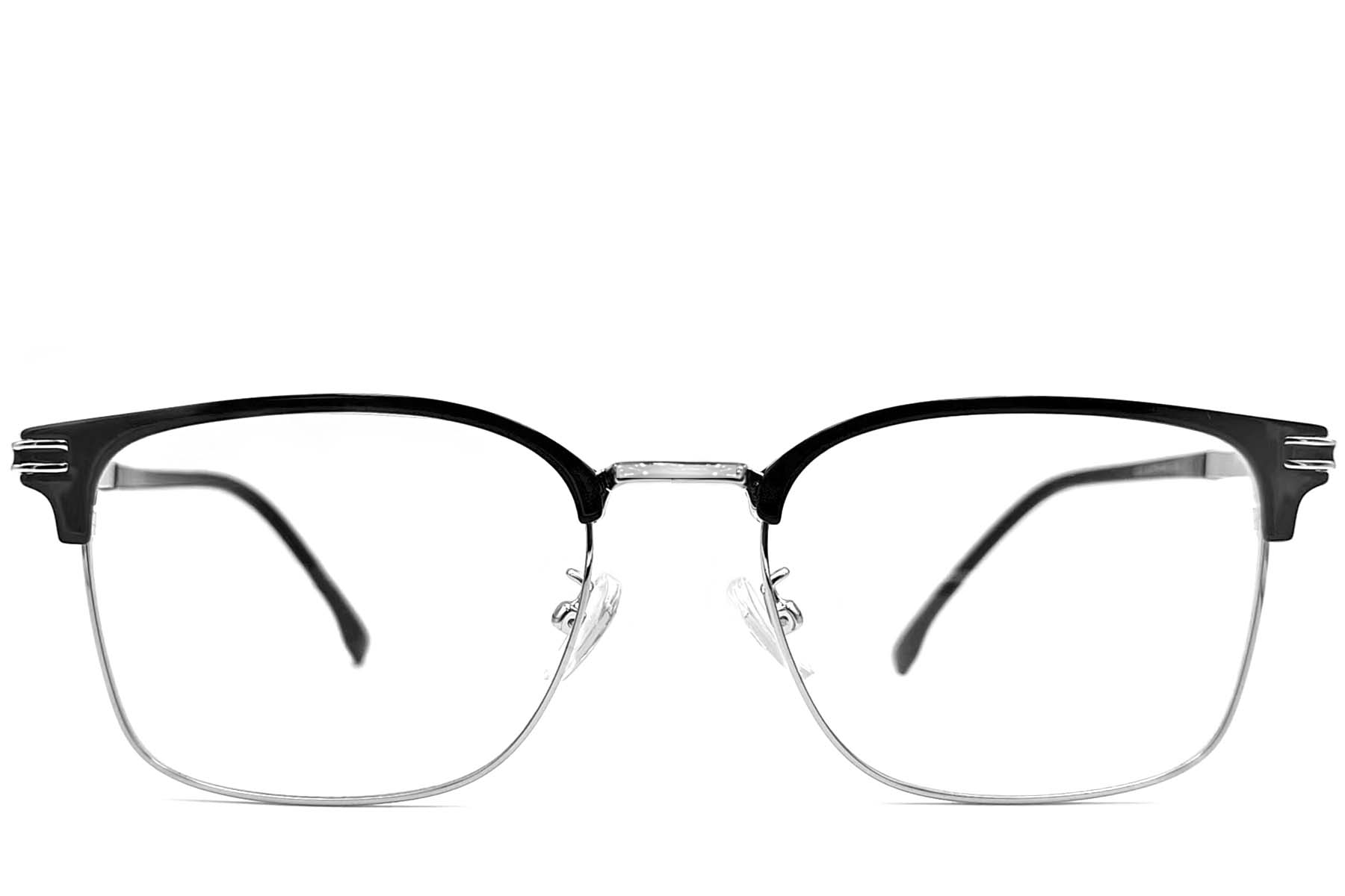 BS1924-0046_Silver_Semi-rimless_Metal_Glasses_front