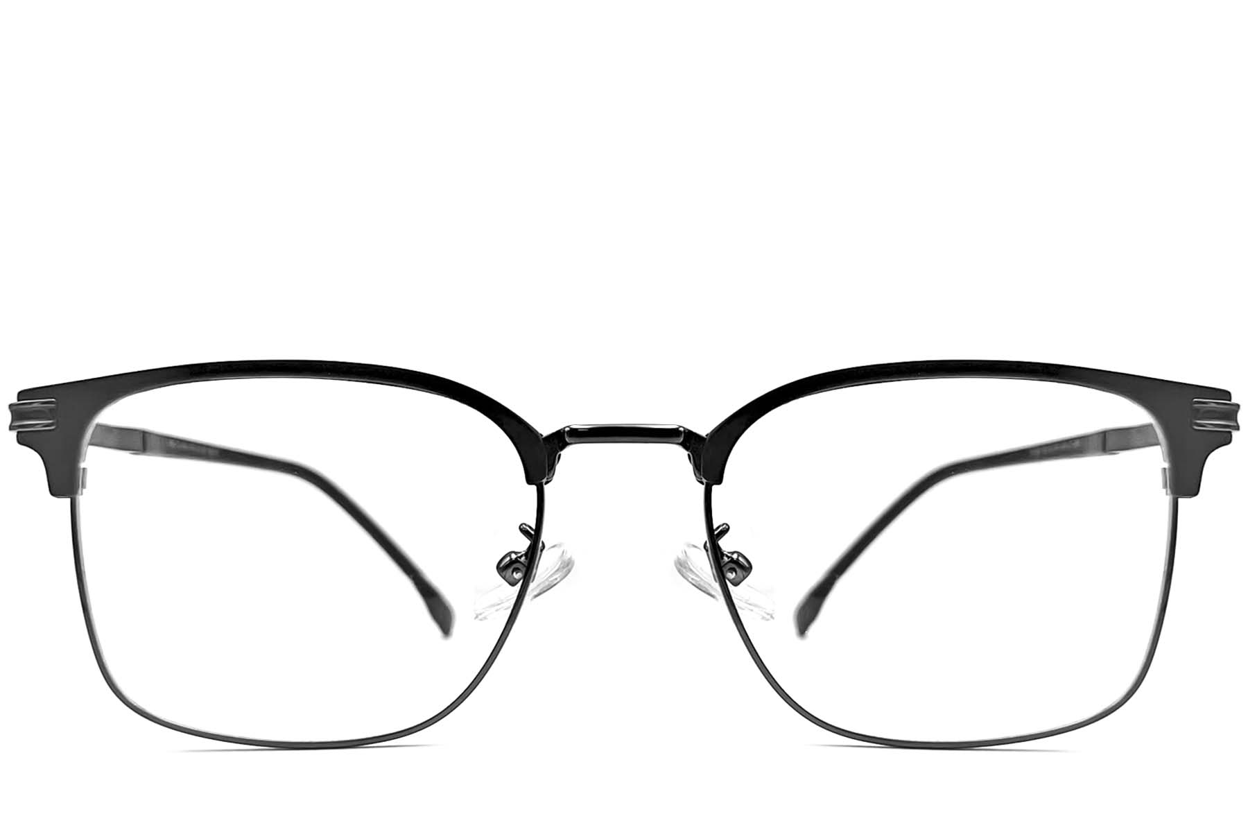 BS1924-0047_Black_Semi-rimless_Metal_Glasses_front