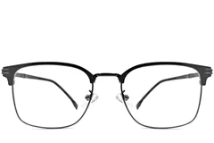 BS1924-0047_Black_Semi-rimless_Metal_Glasses_front