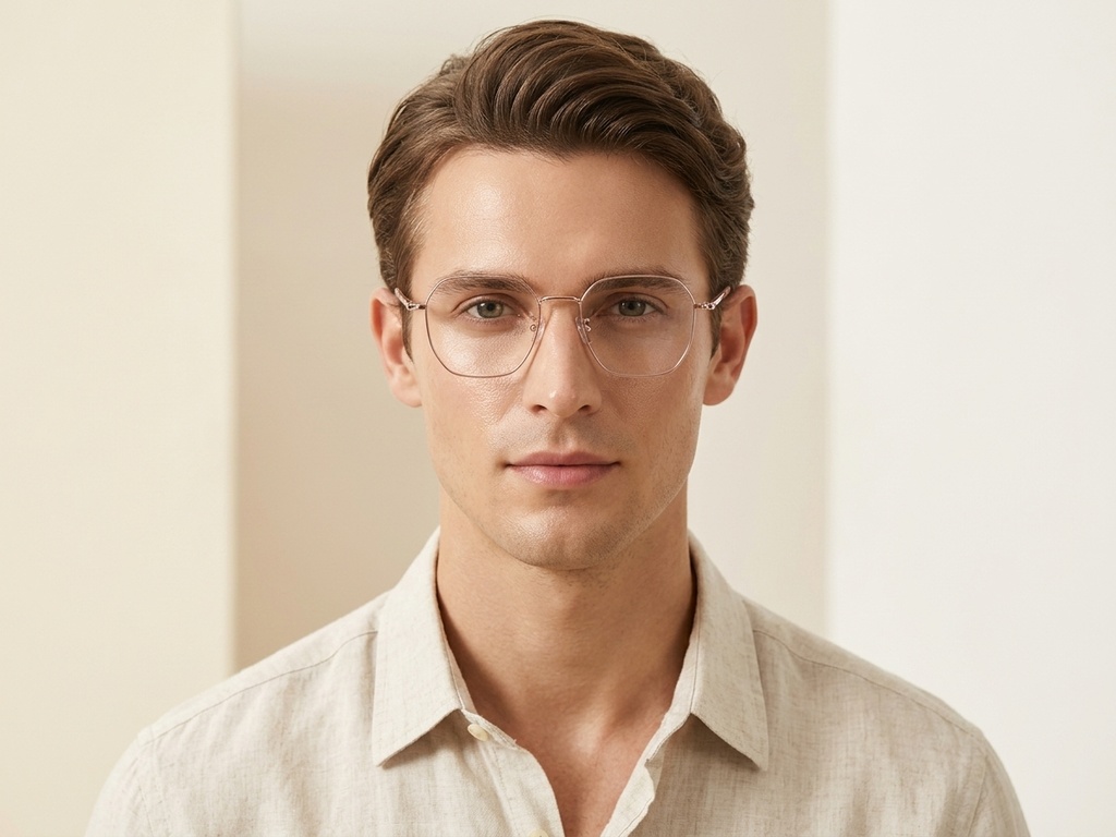 Gafas geométricas de metal rosa #BS1924-0061