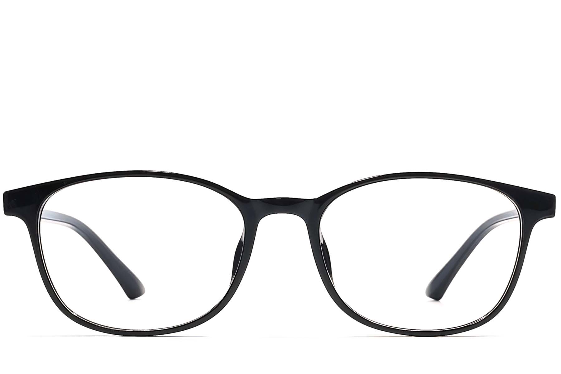 BS1924-0250_Black_Rectangular_TR90_Glasses_front