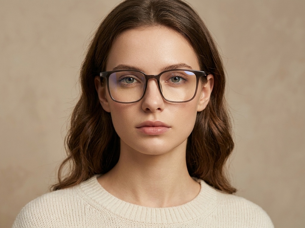 BS1924-0301_Brown_Rectangular_TR90_Glasses-tryon_female