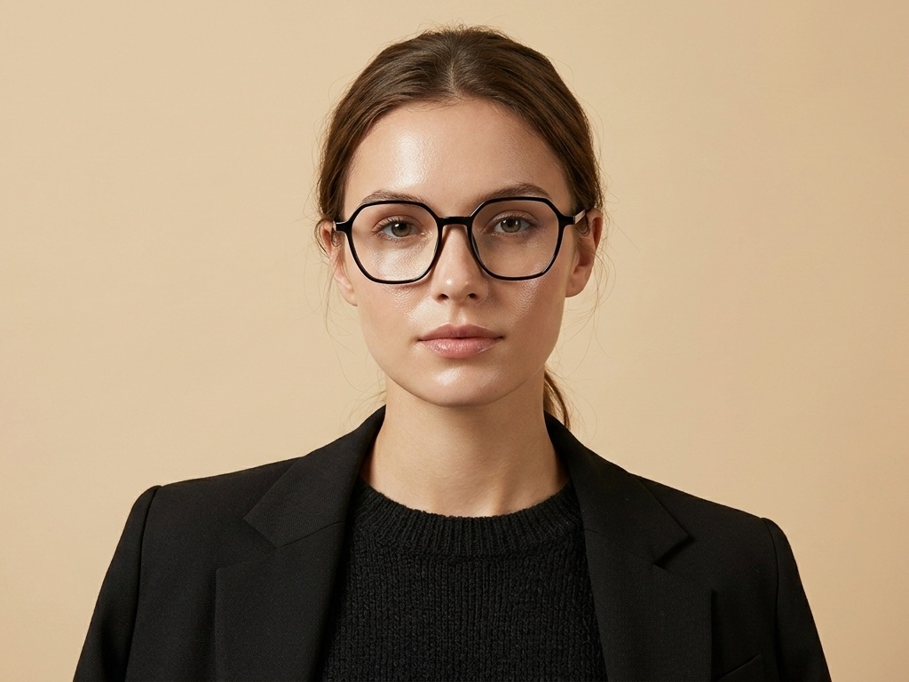 BS1924-0303_Black_Geometric_TR90_Glasses-tryon_female