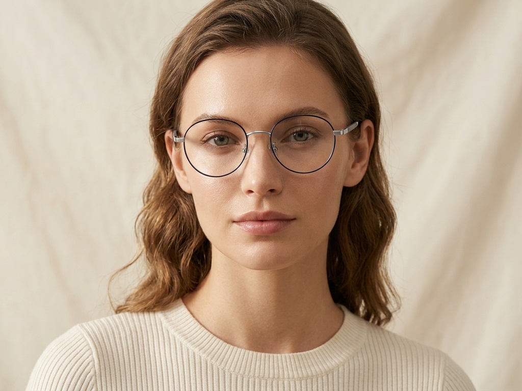 BS1924-0350_Black_Oval_Titanium_Glasses-tryon_female