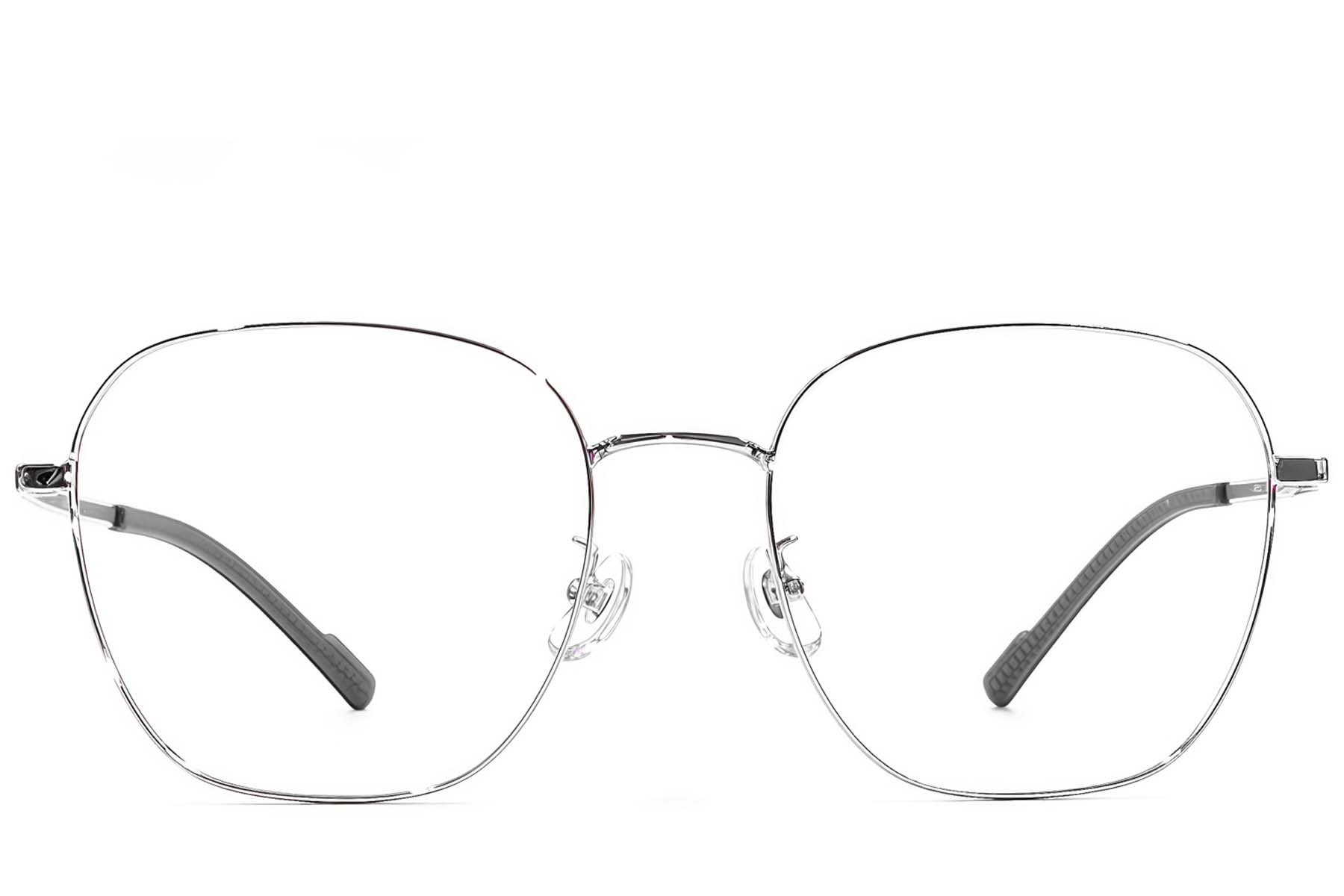 BS1924-0382_Silver_Rectangular_Titanium_Glasses_front