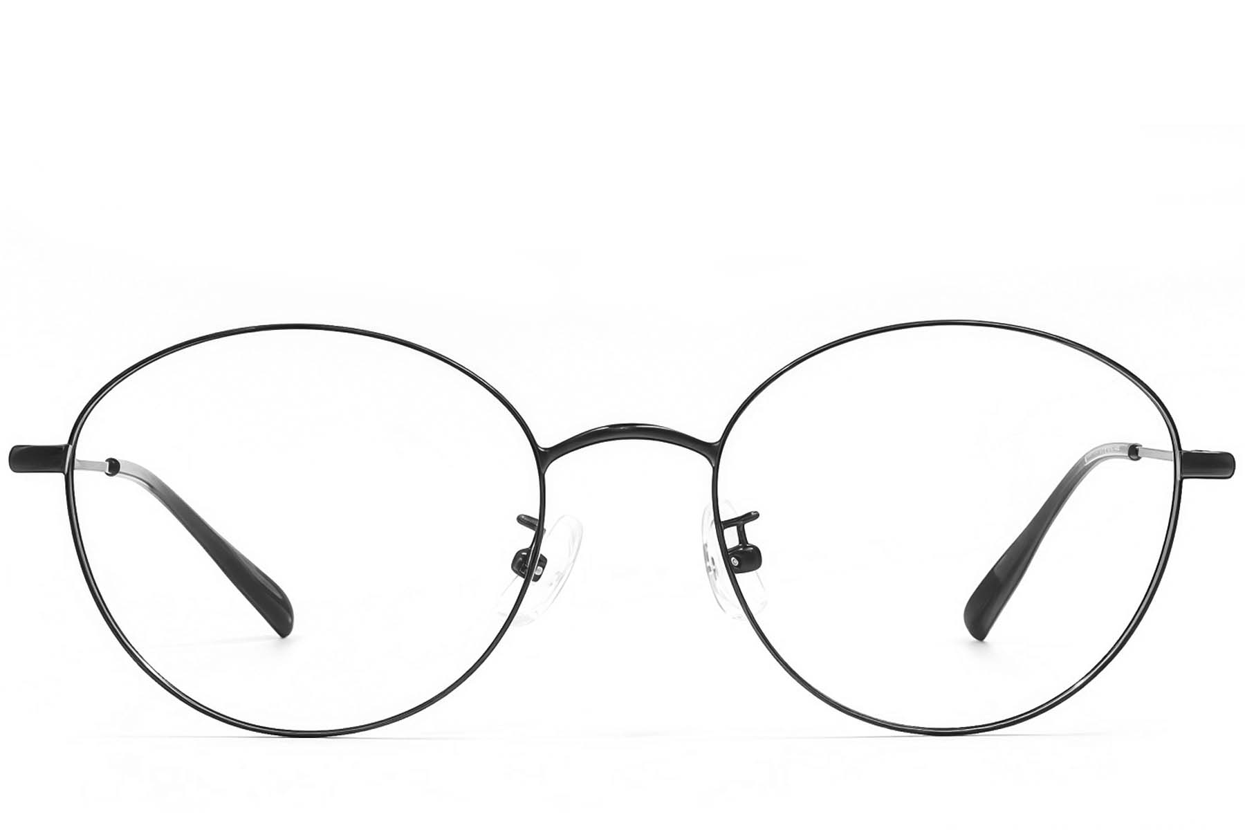 BS1924-0423_Black_Oval_Metal_Glasses_front