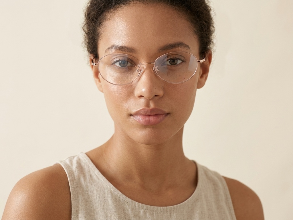 Oval Brown Metal Glasses #BS1924-0436