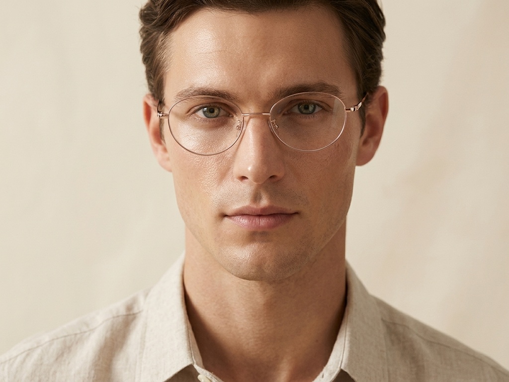 Oval Brown Metal Glasses #BS1924-0436