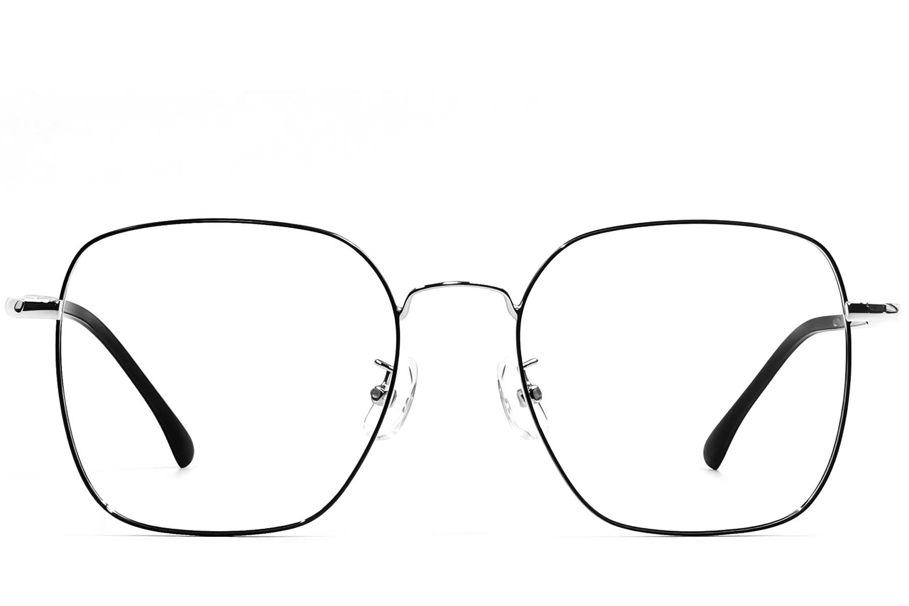 BS1924-0485_Black_Rectangular_Metal_Glasses_front