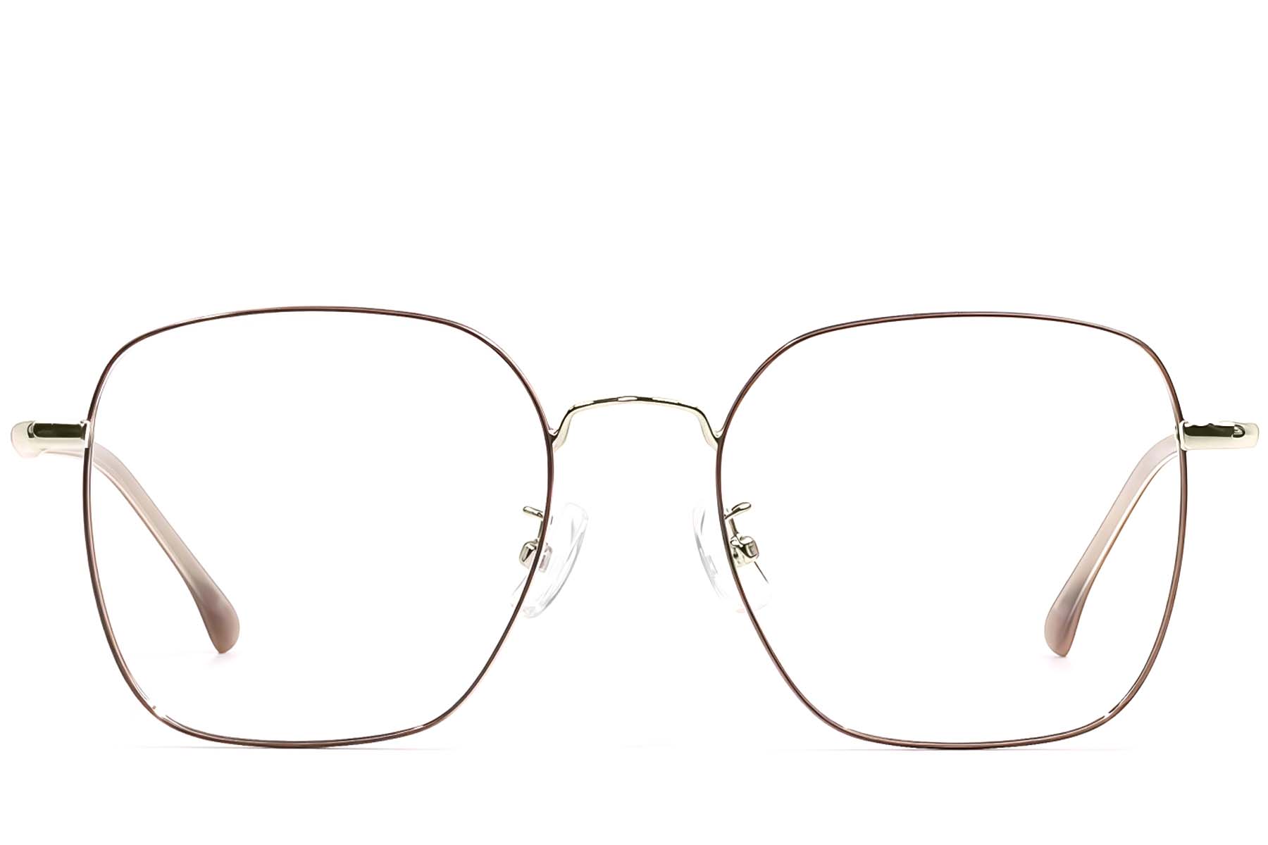 BS1924-0486_Brown_Rectangular_Metal_Glasses_front