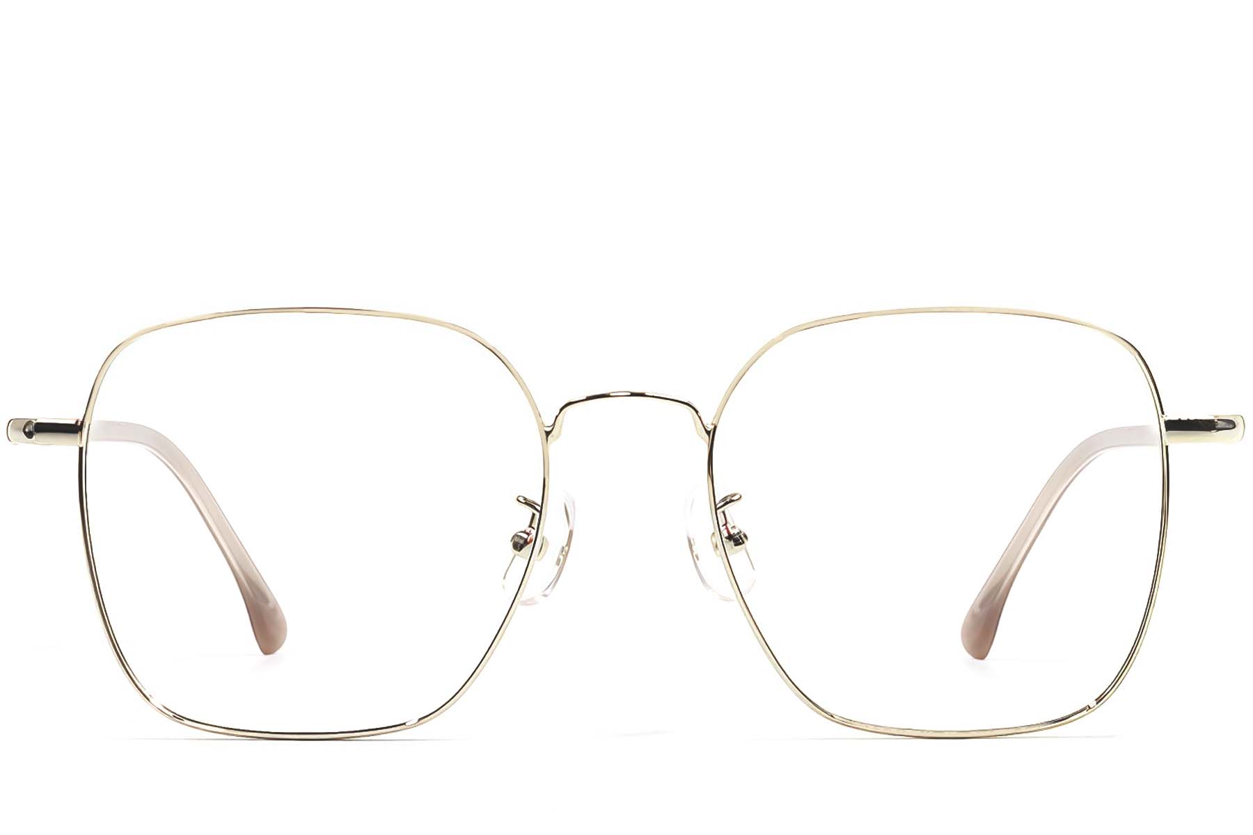 BS1924-0487_Golden_Rectangular_Metal_Glasses_front