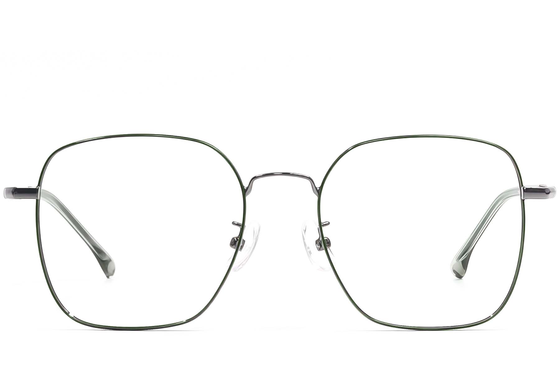 BS1924-0488_Green_Rectangular_Metal_Glasses_front