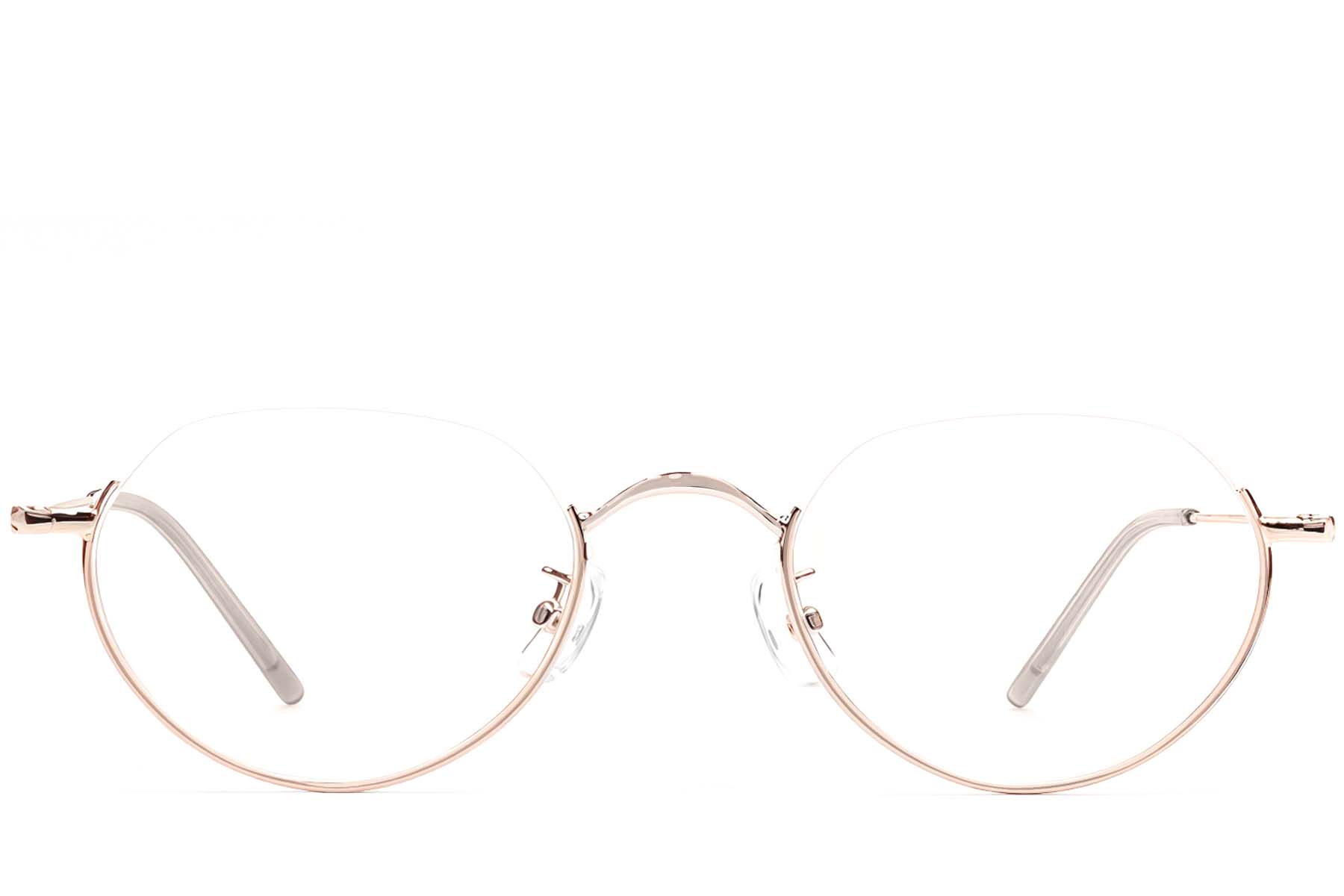 BS1924-0489_Pink_Semi-rimless_Metal_Glasses_front