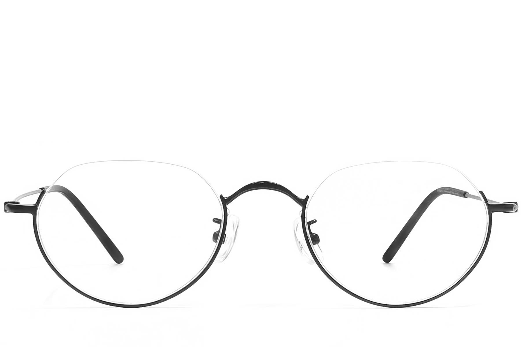 BS1924-0491_Black_Semi-rimless_Metal_Glasses_front