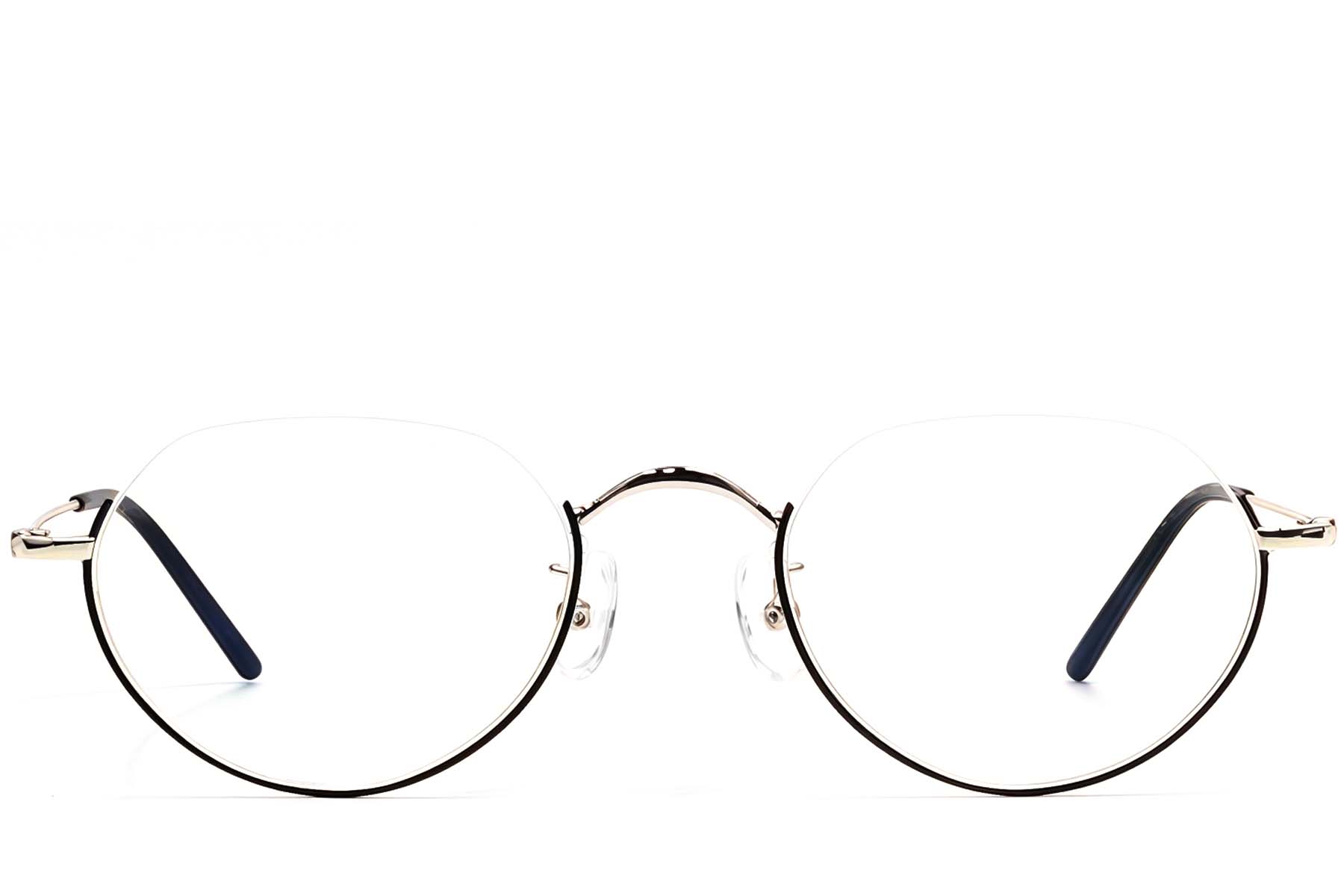BS1924-0492_Black_Semi-rimless_Metal_Glasses_front