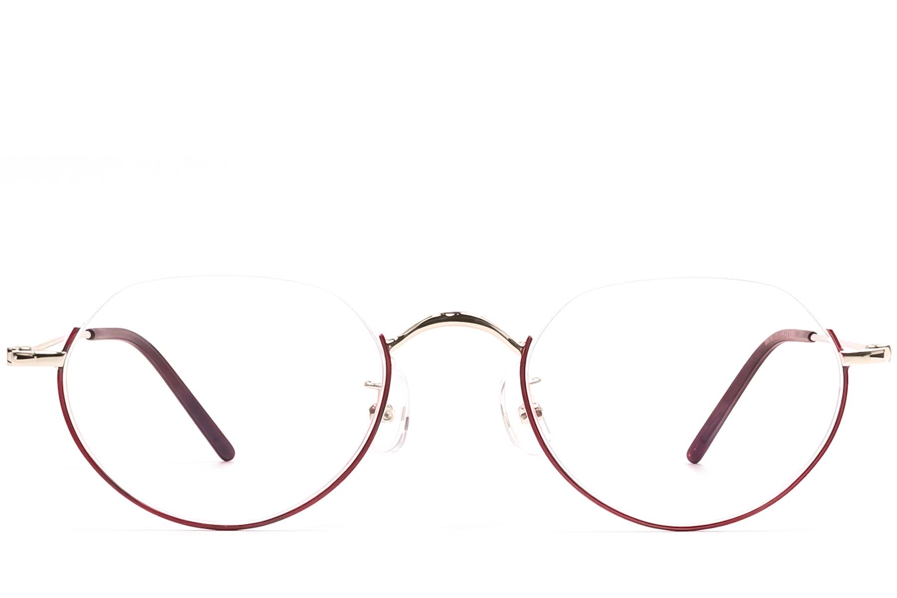 BS1924-0493_Red_Semi-rimless_Metal_Glasses_front
