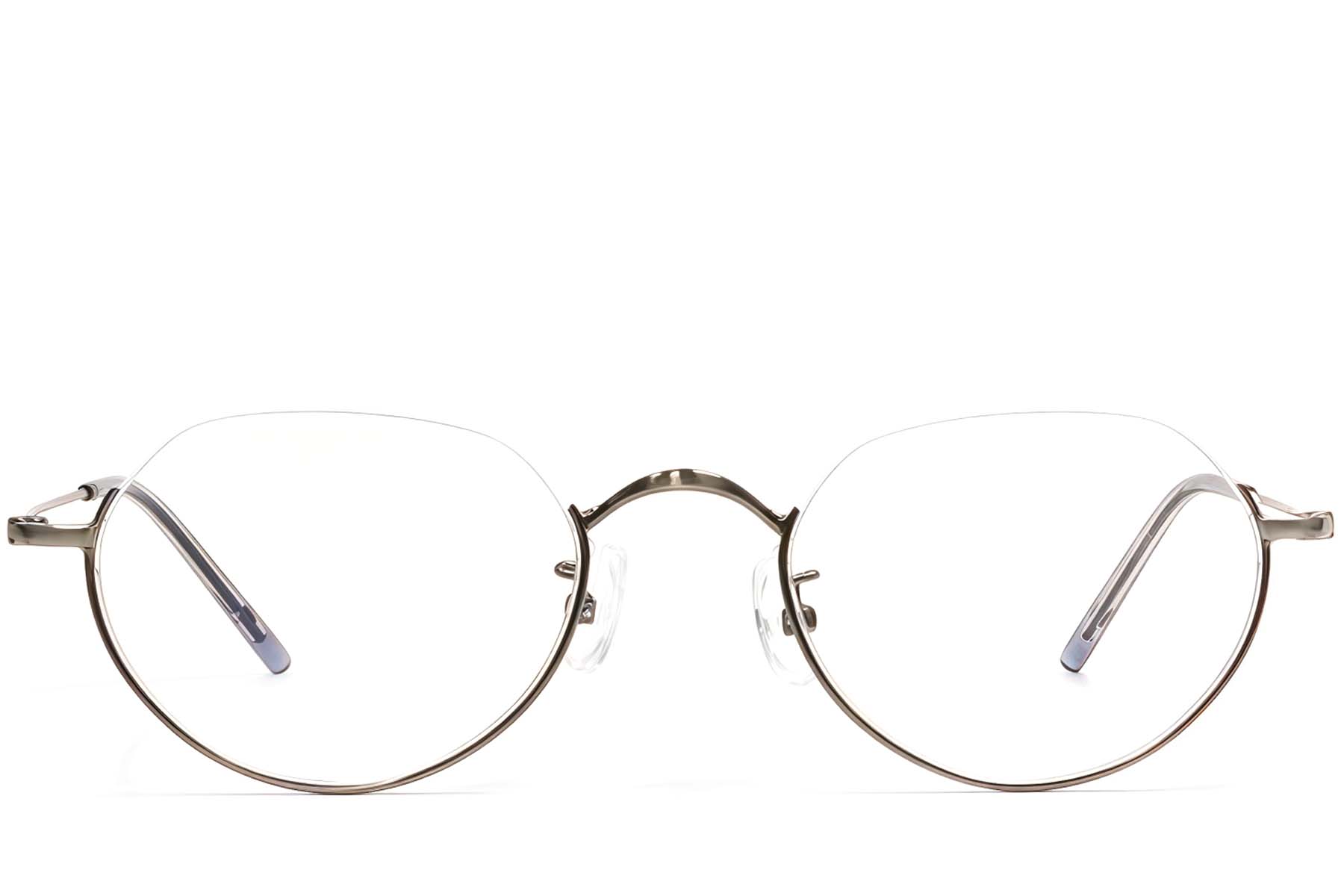 BS1924-0495_Grey_Semi-rimless_Metal_Glasses_front