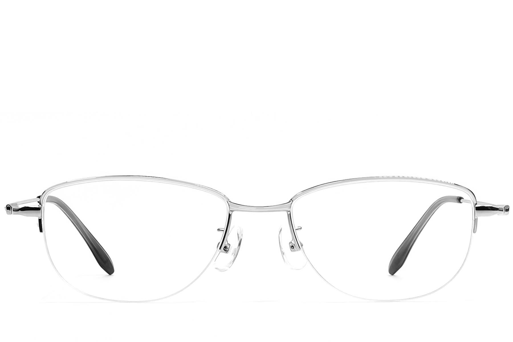 BS1924-0497_Silver_Semi-rimless_Metal_Glasses_front