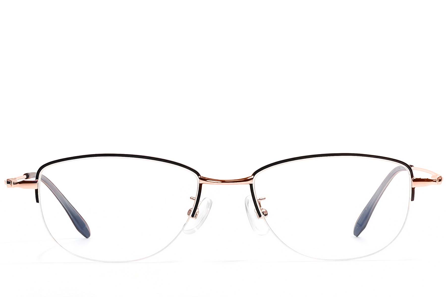 BS1924-0499_Black_Semi-rimless_Metal_Glasses_front