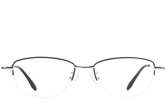 BS1924-0500_Black_Semi-rimless_Metal_Glasses_front