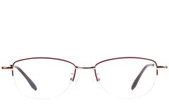 BS1924-0502_Red_Semi-rimless_Metal_Glasses_front