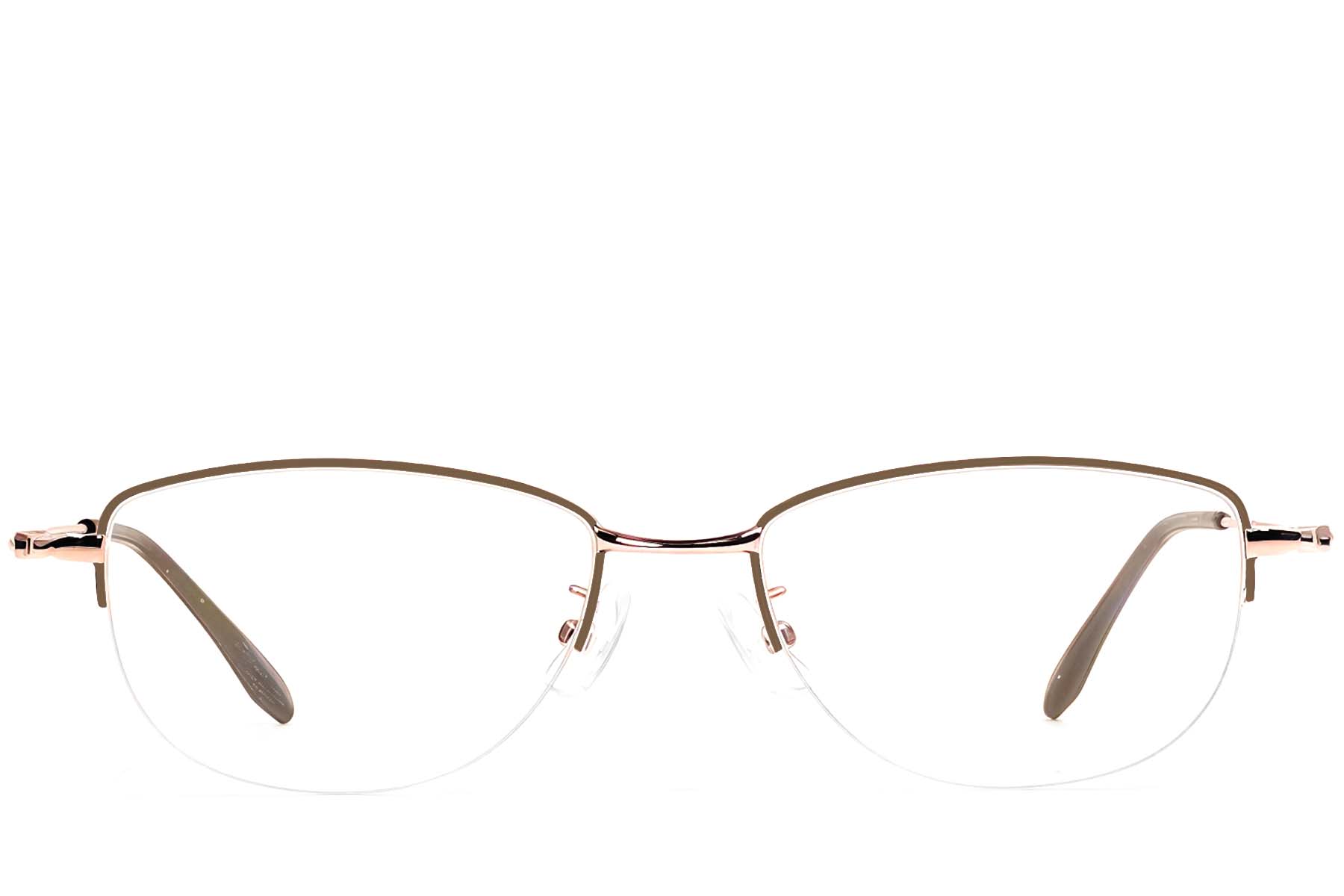 BS1924-0503_Brown_Semi-rimless_Metal_Glasses_front